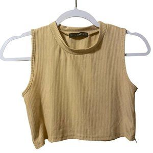 Zaful Cropped Tank Ribbed Tan Nude High Neck Size M 6